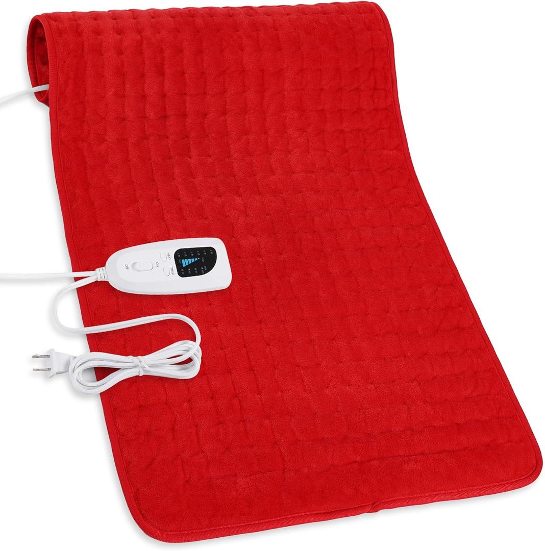 Deepsoon Heating Pad,Electric Heating Pads for Back,Neck,Abdomen,Moist Heating Pad for Shoulder,Knee,Arms,Legs,Dry/Moist Heat & Auto Shut Off,Christmas Gifts for Men and Women,Red,33x17 Inch