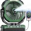 Portable Misting Fan,36000mAh Rechargeable Battery Powered Camping Fan, Large 18-160H