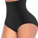 FINETOO Womens Tummy Control Shapewear Underwear High Waisted Seamless Panties Girdle Full Coverage Postpartum Briefs (Black, XL)