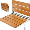 Folding Shower Seat Wall Mounted Shower Bench Teak Folding Shower Chair Wood Seat 316 Stainless Steel Frame Fold Down Shower Seat 600 lbs,1 Pack