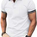 ZITY Mens Polo Shirts Casual Short Sleeve Athletic T-Shirts Classic Contrast Collar Shirt with Pocket (XX-Large)