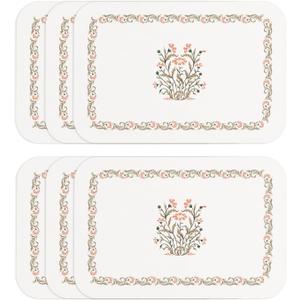 ISAENNE French Country Floral PVC Placemats Set of 6,Rectangular Minimalist Placemat, Waterproof and Heat-Resistant Place Mats, Decoration for Kitchen,Dining, Parties, Holiday,12"*17"