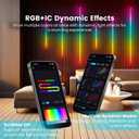 6 Pcs RGB+IC Recessed Lighting Kit Slat Wall Panels, Alexa Smart RGB LED Wall Lights for Acoustic Wood Slat Panel, Color Chasing & Self-Adhesive Recessed Lights for Acoustic Headboards, 2*(25+35+54)in