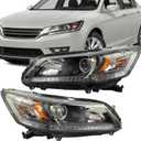 Headlight Assembly Compatible with 2013-2015 Honda Accord 4-Door Sedan Halogen Headlamp Replacement - Left Driver&Right Passenger Side HO2502151 HO2503151