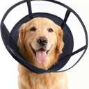 Soft Dog Cone, Stop Licking Deep Pet Recovery Collar After Surgery for Large Medium Dogs, Clear Plastic Breathable Elizabethan Head Neck Circle, Adjustable Comfortable Cones 25cm /10" Long (L Black)