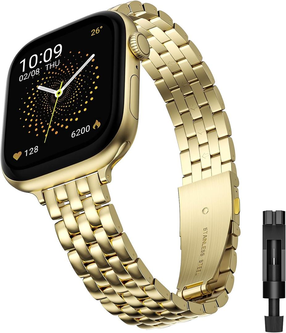 Slim Stainless Bands Compatible with Apple Watch Band 38mm 40mm 41mm 42mm 44mm 45mm 46mm 49mm, Women Men Business Watch Straps Metal Link Bracelet for iWatch Series 11/10/9/8/7/6/5/4/3/2/1/Ultra/SE
