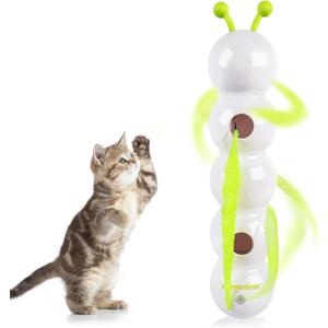 Interactive Cat Feather Toy, Automatic Fluffy Tail Teaser with Motion Sensor,Whack a mole Cat Toy, USB Rechargeable, Suction Cup for Stable Play, Perfect for Indoor Cats