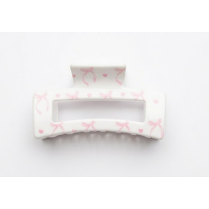 PANTIDE 1Pcs Coquette Pink Bow Hair Claw Clips for Women Girls - Cute Bow Preppy Trendy Rectangle Nonslip Banana Hair Clips, Thin Thick Short Long Curly Accessories, Birthday Bachelorette Wedding Gift