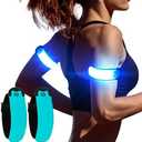 KOSKILL LED Armband Running USB Rechargeable(2 Pack), High Visibility Wristband for Runners, Joggers, Pet Owners, Cyclists, Adjustable Waterproof Reflective Bracelets for Night Running, Walking, Blue