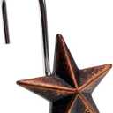 CHICTIE Star Shower Curtain Hooks Rings, Set of 12 Retro Bronze Decorative Shower Hooks,Stainless Steel Rustproof Shower Rings for Bathroom, (Stereoscopic Brown Star)