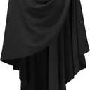 PULI Womens Large Cross Front Poncho Sweater Wrap Topper Knitted Elegant Shawls Cape for Fall Winter (1-black)