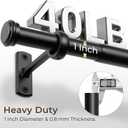 1 Inch Blackout Curtain Rods for Windows Patio, Adjustable Room Divider Curtain Rod Wall Mount & Ceiling Mount for Indoor & Outdoor, Black, 72" to 144"