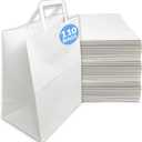 Reli. 110 Pack | 10''x5''x13'' | White Paper Bags w/Handles | Ideal for Gifts, Shopping Bags, Retail/Merchandise, Grocery, To Go/Take Out with Flat Handles