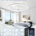 ZMISHIBO Ceiling Fans with Lights and Remote, 19.7'' Low Profile Ceiling Fan, 3000-6000K Dimmable Modern Flush Mount LED Fan Light, 6 Wind Speeds, White Fandelier Ceiling Fans for Bedroom