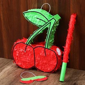 VioraWhite Set of 3 Coquette Cherry Piñata Red Piñata Party Game Set She's the Cherry on Top Birthday Decorations with Stick Mask for Coquette Birthday Baby Shower Party Game Supplies Decoration