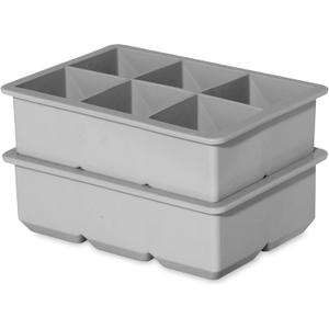 OGGI Ice Cube Tray, Pack of 2 Ice Cube Trays, Large Ice Cube Maker, Flexible 6 Cavity Silicone Ice Cube Trays for Freezer, Slow Melting Big Ice Cubes for Whiskey, Cocktails & Juices, BPA Free - Gray