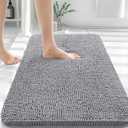 OLANLY Bathroom Rugs 30x20, Extra Soft Absorbent Chenille Bath Rugs, Rubber Backing Quick Dry, Machine Washable Bath Mats for Bathroom Floor, Tub and Shower, Home Decor Accessories, Grey