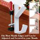 4 Pack Stocking Holders for Mantle for Christmas Decorations,2 in 1 Mantle Garland Holder for Hanging Christmas Stockings,No Drilling Required & Adjustable Garland Hanger, Metal(White)