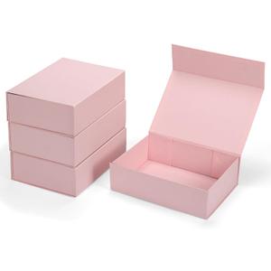 Ditwis 4 Pack 10.5x7.5x3.1 Inches Gift Boxes with Magnetic Closure Lids, Pink Magnetic Box for Wedding, Groomsmen Bridesmaid Proposal, Birthdays, Mother's Day