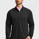 Obla Golf Quarter Zip Pullover for Men Mock Neck Sweatshirt Lightweight Sun Protection Men's Long Sleeve Golf Shirt (Black, M)