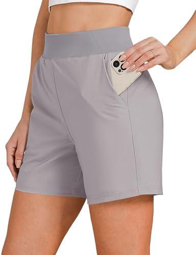 GRAPENT Hiking Shorts for Women High Waisted Pull On Athletic Casual Summer Lightweight Cooling Sport Shorts with Pocket S