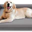 Chew-Proof Dog Bed Medium Size Dog Orthopedic Waterproof Pet Bed Memory Foam with Anti-Slip Mat Washable Dog Couch (Grey), XL