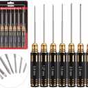 INJORA RC Hex Screw Driver Set-7PCS Car Tool Kit 0.9, 1.27, 1.3, 1.5, 2.0, 2.5, 3.0mm Hexagon Allen Screwdriver Wrenches Sets, Repair for Model Helicopter Drone Boat Car,(Tool-LSD39)