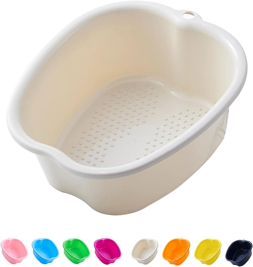 AXLOFO Foot Soaking Bath Basin, Large Plastic Foot Soaking Tub, Feet Massage Feet Bath Tub, Great for Getting The Dead/Old Skin Off Your Foots (White Basin)