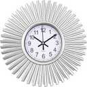 SENYURI Kitchen Wall Clock, Silver Starburst Wall Clocks Battery Operated, 10 Inch Modern Decorative Wall Clock for Living Room, Bedroom, Kitchen, Bathroom, Office