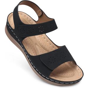 SHIBEVER Flat Sandals for Women Dressy: Comfortable Flats Sandals Women Open Toe Ankle Strap Walking Shoes Summer