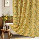 Yellow Floral Bird Shower Curtain 72x78, Hummingbird and Lemon Botanical Fabric Bath Curtains, Lightweight Quick-Dry Bathroom Decor Set with Hooks