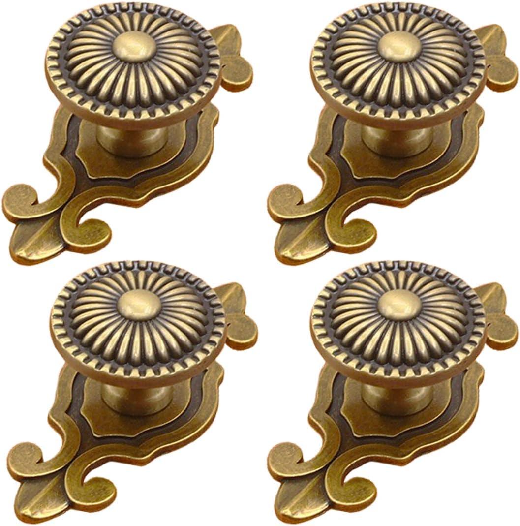 Brass Cabinet Knobs, Vintage Retro Mushroom Drawer Knobs with Backplate, Dresser Pull Handles for Kitchen/Cupboard/Wardrobe/Cabinet (Gold, 4 Pieces)