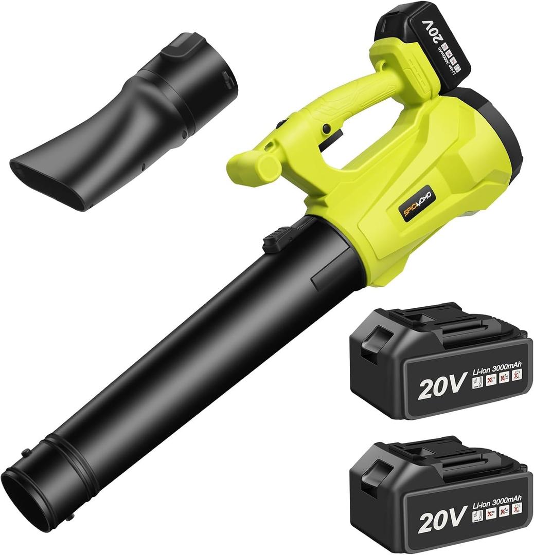 Cordless Leaf Blower, 20V Battery Powered Electric Blower with 2 Batteries & Charger, 6 Speed Mode, 420CFM Handheld Leaf Blowers for Lawn Care, Patio, Yard, Sidewalk, Blowing Snow