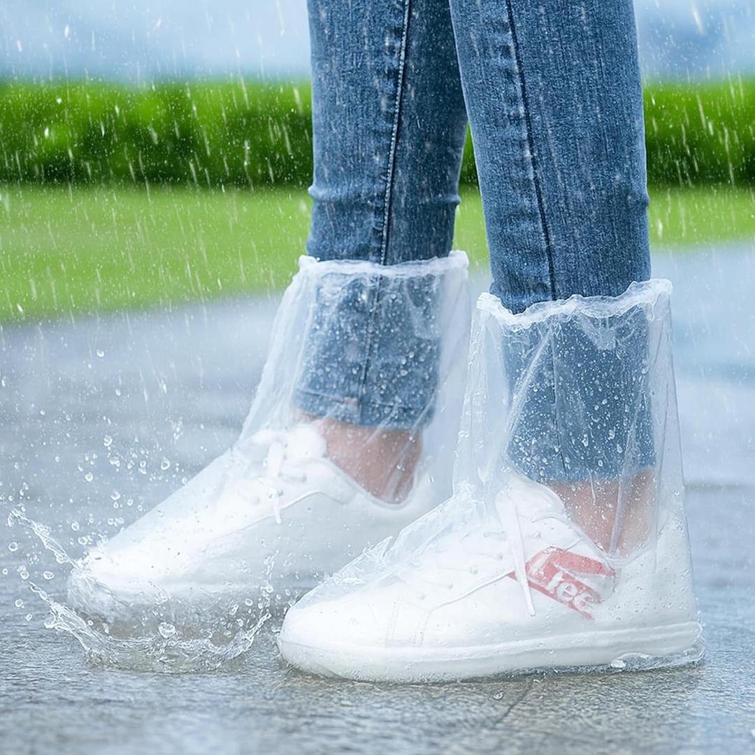 Disposable Waterproof Shoe Covers for Rain – Adult Transparent Short Booties, Non-Slip Plastic Rain Shoe Covers, 24PCS (12 Pairs) for Travel, Outdoor, Commuting