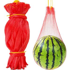 50 PCS Watermelon Nets,20 Inches Melon Hammock Red Onion Mesh Bags,Reusable Cantaloupes Hanging Mesh Bag with Drawstring for Trellis Vertical Garden Growing