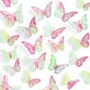 2 x 60 Pcs 3D Butterfly Cake & Wall Decor - 5 Styles, 3 Sizes, Laser Purple