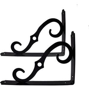 HOME MASTER HARDWARE Decorative Shelf Brackets, 8x5.5 inch, Black, 2 Pack