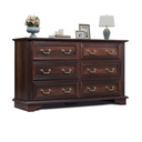 WLIVE Wood Dresser for Bedroom with 6 Drawer, 51.97'' Wide, Farmhouse Long Storage Dresser Organizer with Roman Metal Handle, TV Stand for 60 inch TV, Chest of Drawers for Living Room, Hallway, Brown