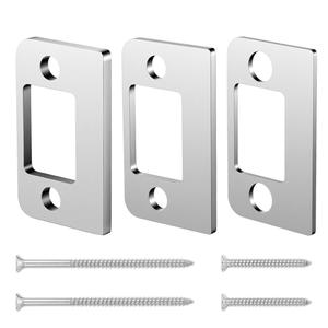 Stainless Steel Universal Residential Security Striker, Set of 3 Different Thickness, Universal Standard Door Strike Plate with Shim, Door Gap Blocker Kit Block Access to Latch