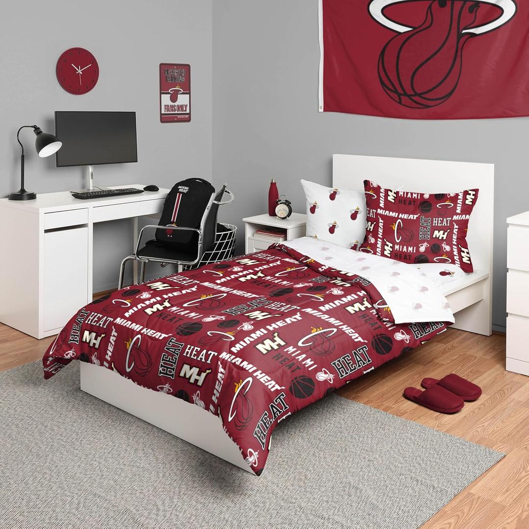 FOCO Unisex-Adult NBA Team Logo Bed in a Bag Comforter, Sheets, Pillow Cases Bedding 5-Piece Set (Twin)
