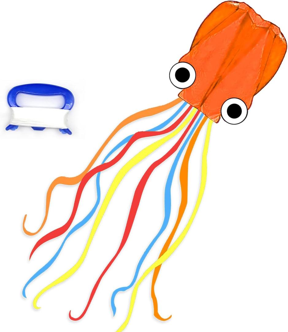 Mint's Colorful Life Octopus Kite for Kids and Adults, Large 3D Software Octopus Kites with Long Tails, Huge Easy Flyer Kites for Beach Trip Family Games and Activities