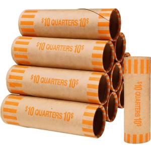 80 Pcs Preformed Quarter Rolls Wrappers, Quarter Coin Wrappers, Standard Size Quarter Wrappers for Bank, Home, or Business Use