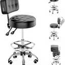 YJHome Rolling Stool, Rolling Stools with Wheels Foot Rest, Backrest Adjustable Height, Heavy Duty 400lbs Weight Capacity, Salon Spa Tattoo Massage Office Swivel Stool Chair (Black)