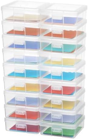 novelinks Small Plastic Storage Box Containers with Latching Lids - Craft Organizers and Storage Stackable Storage Organizer Pencil Crayon Box (18 Pack Small -Clear)
