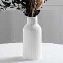 Bohemian White Ceramic Vase - for Pampas Grass, Mantel, Bookshelf, Entryway and Living Room Decor (White, 8in)