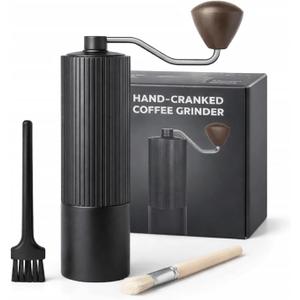 Manual Coffee Grinder, Adjustable 420 Stainless Steel Burr, Portable Hand Crank Coffee Mill, 30g Capacity for Espresso, Turkish & French Press, Aluminium Body with Walnut Handle for Multi-Use