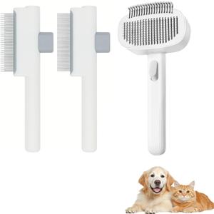 3PCS Undercoat Rake & Metal Comb & Flea Comb for Cats and Dogs, Dual-Sided Dematting and Deshedding, Dog Brush for Shedding Long Hair to Effectively Remove Thick Tangles or Matted Fur, White