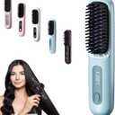 Portable Straightener Brush - GoBrush Pro, Cordless Hair Straightener Brush for Women, Fast Heating Rechargeable Hair Brush, 3-Temperature Settings, Travel-Friendly Design