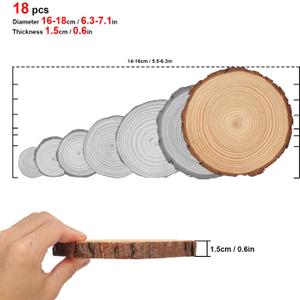 2 PCS Unfinished Wood Slices for Centerpieces, 6.3-7 Inch Natural Wood Slices with Tree Bark Pine and Wood Rounds Discs for DIY Crafts, Centerpieces, Art & Decor