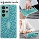 MOWIME Magnetic for Samsung Galaxy S25 Ultra Case with Finger Strap, Compatible with Magsafe, Cheetah Print Pattern Women Girls, Slim Shockproof Soft TPU Case for Galaxy S25 Ultra 6.9 Inch, Green